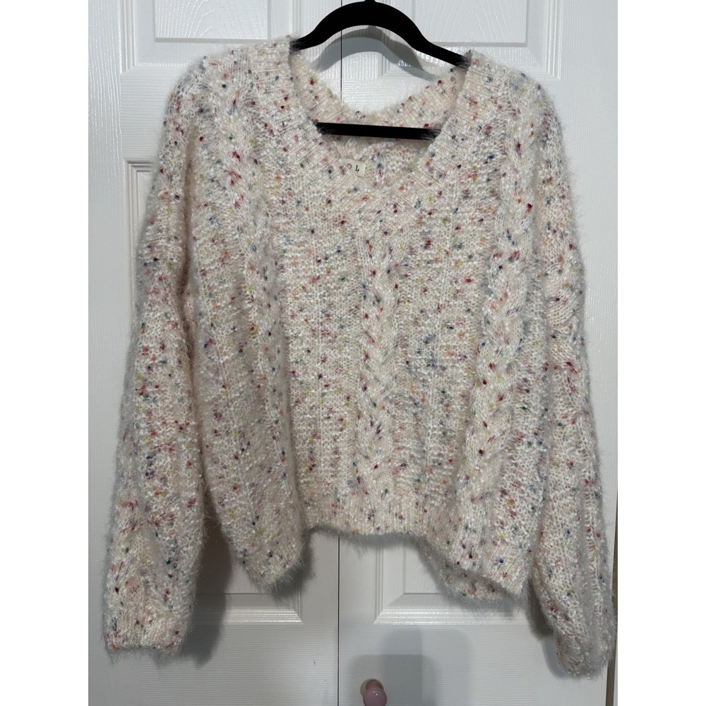 POL Women's Ivory Sweater Specs Of Color‎ Size Medium